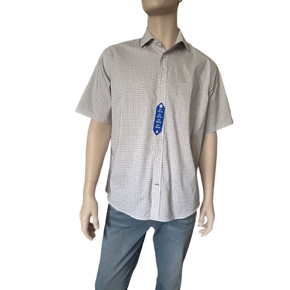 Tommy Hilfiger Shirt Button Up Short Sleeve Cotton Blend Window Pane Versatile - Picture 6 of 14
